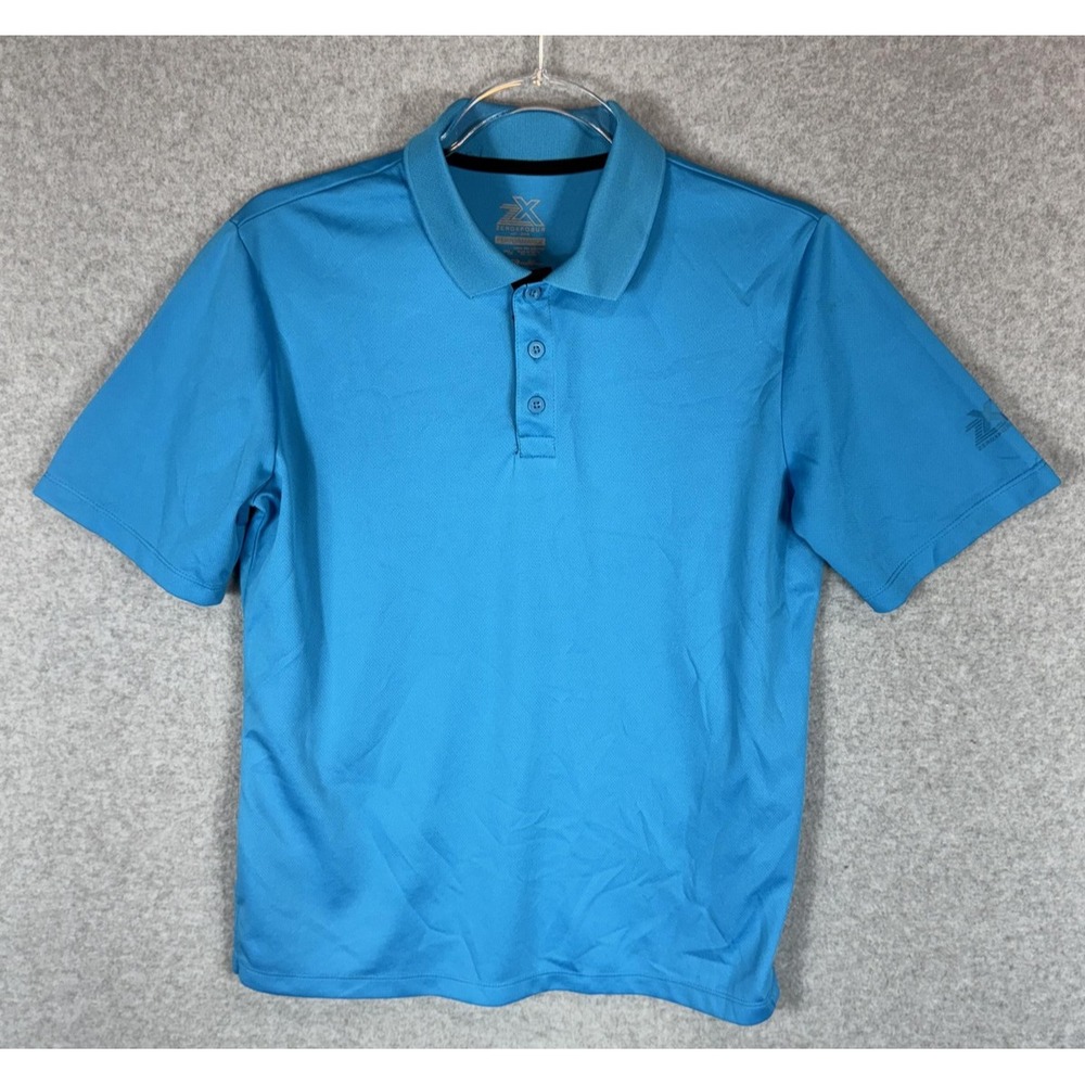 ZeroXposur Polo Shirt Mens Large Blue Performance Deep Aqua Golf UPF Lightweight
